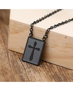 Fashion Square Cross Titanium Steel Plating Pendant Necklace Colorza