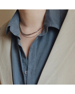 Plain Solid Color Titanium Steel Plating Layered Necklaces Colorza