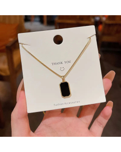 Classic Square Pendent Titanium Steel Enamel Necklace Colorza