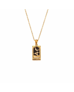 Fashion Enamel Zircon Necklace Square Moon Heart Shape Stainless Steel Colorza