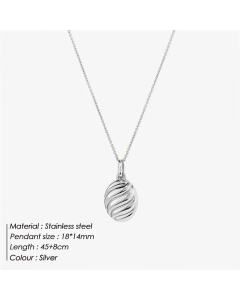 Simple Style Oval Stainless Steel Plating Pendant Necklace Colorza