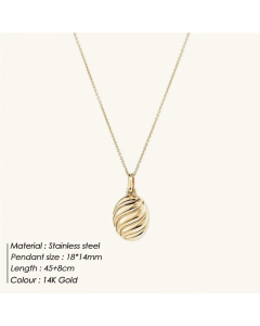 Simple Style Oval Stainless Steel Plating Pendant Necklace Colorza