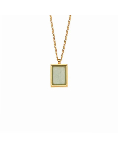 Fashion Inlay Natural Stone Necklace Square Stainless Steel