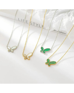 Minimalism Butterfly Titanium Steel Necklace Inlay Shell Stainless Steel Necklaces