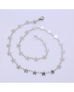 Solid Color Star Choker Plating Chain Stainless Steel Necklace