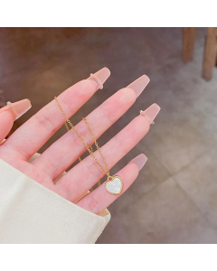 Fashion Inlay Zircon Stainless Steel Necklaces Flower Heart Titanium Steel Pendant Necklace Colorza