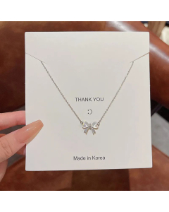 Fashion Inlay Natural Stone Zircon Stainless Steel Necklaces Butterfly Titanium Steel Necklace Colorza