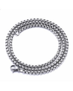 Plain Solid Color Square Pearl Chain Titanium Steel Necklace Colorza