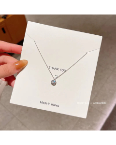 Fashion Inlay Zircon Stainless Steel Necklaces Bowknot Titanium Steel Pendant Necklace Colorza