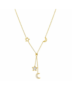 Fashion Moon Star Titanium Steel Pendant Necklace Inlay Shell Stainless Steel Flower Necklaces Colorza