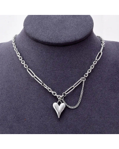 Fashion Heart Shape Titanium Steel Plating Stainless Steel Necklaces Layered Necklaces