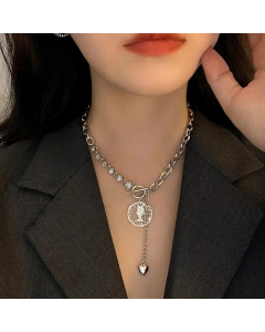 Vintage Portrait Pendent Plating Titanium Steel Necklace Colorza