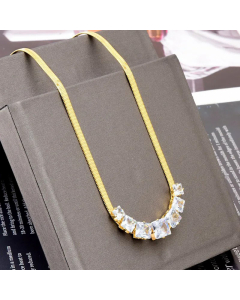 Fashion Inlay Zircon Stainless Steel Necklaces Geometric Titanium Steel Necklace Colorza