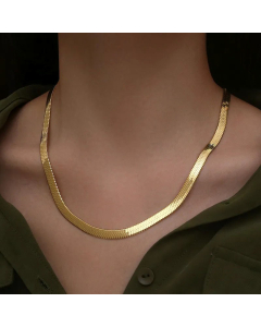 Plain Solid Color Flat Snake Chain Stainless Steel Polishing Necklace Colorza