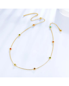 Fashion Round Diamond Stainless Steel Inlaid Rhinestones Necklace
