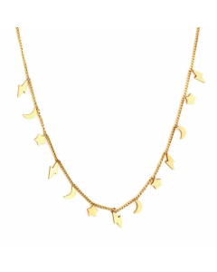 Fashion Devil's Eye Moon Star Stainless Steel Plating Chain Necklace-Gold Color-01