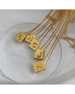 Fashion 26 Letter Titanium Steel Pendant Plating Necklace Colorza