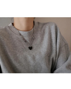 Fashion Enamel Letter Heart Shape Titanium Steel Pendant Necklace Colorza
