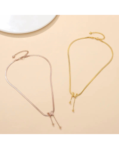 Fashion Butterfly Pendent Stainless Steel Necklace Ball Tassle Necklace