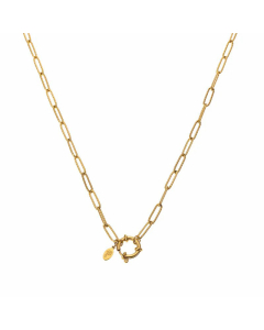 Fashion Devil's Eye Pendent Titanium Steel OT Buckle Gold Plated Necklace