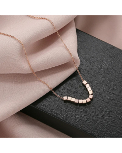Minimalism Wafer Fritillary Tassel Lucky Beads Stainless Steel Necklace Colorza