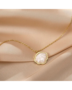 Minimalism Wafer Fritillary Tassel Lucky Beads Stainless Steel Necklace Colorza