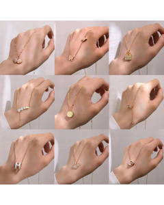 Fashion Fishtail Skirt Pearl Titanium Steel Plating Zircon Inlaid Pendant Necklace Colorza