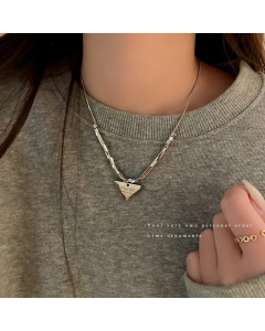 Simple Style Letter Triangle Titanium Steel Plating Pendant Necklace Colorza