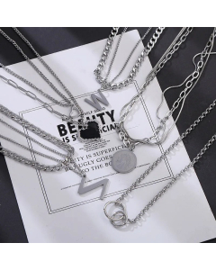 Daily Layered Heart Round Letter Titanium Steel Layered Necklaces Colorza