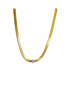 Fashion Gold Plated Zircon Geometric Stainless Steel Necklace