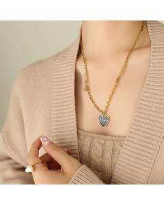 Fashion Heart Shape Titanium Steel Enamel Plating Letter Pendant Necklace Colorza
