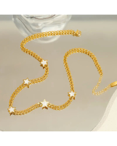 Fashion Butterfly Stars Stainless Steel Plating Shell Necklace Colorza