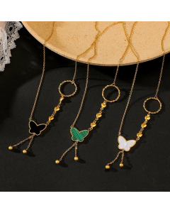 Fashion Butterfly Patchwork Stainless Steel Plating Necklace Colorza