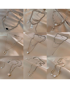 Fashion Inlay Zircon Pendant Necklace Letter Heart Shape Titanium Steel Colorza