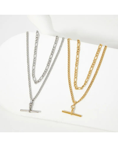 Fashion Plating Layered Solid Color Stainless Steel Necklaces 