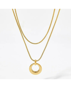 Fashion Solid Color Stainless Steel Plating Circle Layered Necklaces Colorza