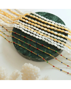 Simple Style Round Beads Titanium Steel Enamel Plating Shell Necklace 