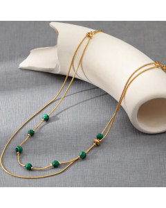 Fashion Striped Ball Stainless Steel Plating Layered Necklaces 