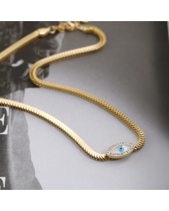 Fashion Plating Inlay Artificial Diamond Eye Titanium Steel Necklace Colorza