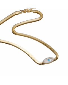 Fashion Plating Inlay Artificial Diamond Eye Titanium Steel Necklace Colorza