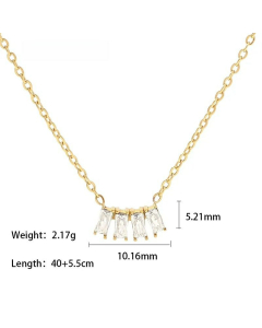 Temperament Inlay Zircon Square Stainless Steel Pendant Necklace 