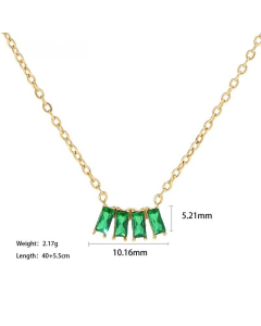 Temperament Inlay Zircon Square Stainless Steel Pendant Necklace 