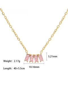 Temperament Inlay Zircon Square Stainless Steel Pendant Necklace 