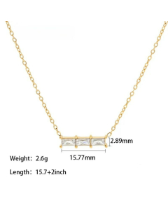Fashion Inlay Zircon Square Stainless Steel Pendant Necklace 