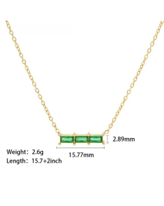 Fashion Inlay Zircon Square Stainless Steel Pendant Necklace 