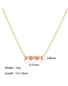 Fashion Inlay Zircon Square Stainless Steel Pendant Necklace 