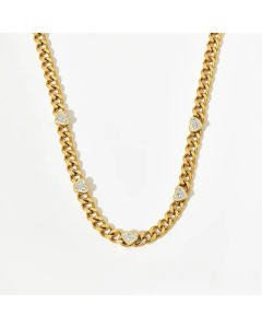 Streetwear Plating Inlay Zircon Heart Shape Stainless Steel Bracelet Necklace Colorza-Gold Color-01