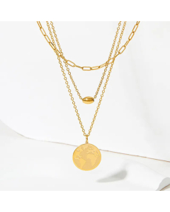 Fashion Plating Round Stainless Steel Layered Necklaces Colorza