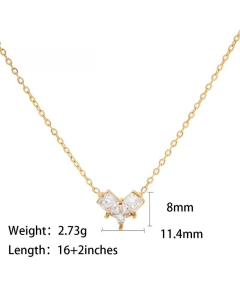 Elegant Inlay Zircon Heart Shape Stainless Steel Pendant Necklace Colorza