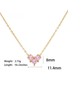 Elegant Inlay Zircon Heart Shape Stainless Steel Pendant Necklace Colorza